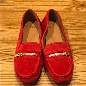 Ugg red suede loafers